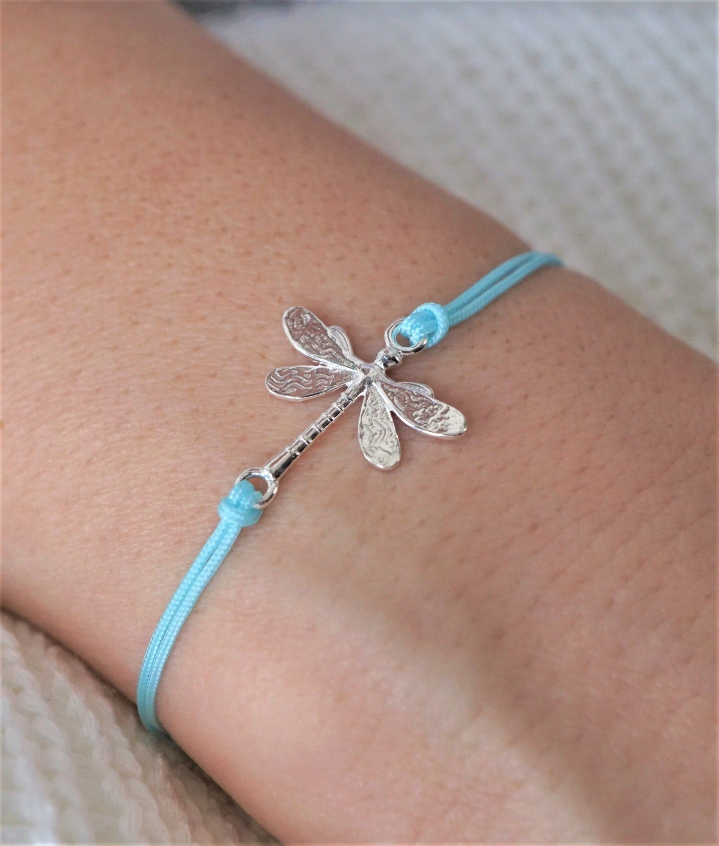 Dragonfly Sterling Silver Cord Bracelet • Adjustable Friendship Bracelet * Good Luck & Freedom Jewellery * Minimalist Gift