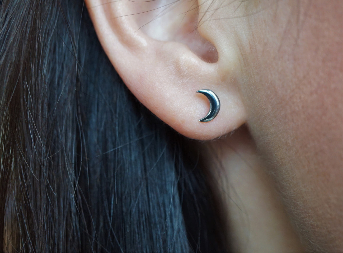 Sterling Silver Crescent Moon Earrings * Stud earrings * Moon jewelry * Gift for her