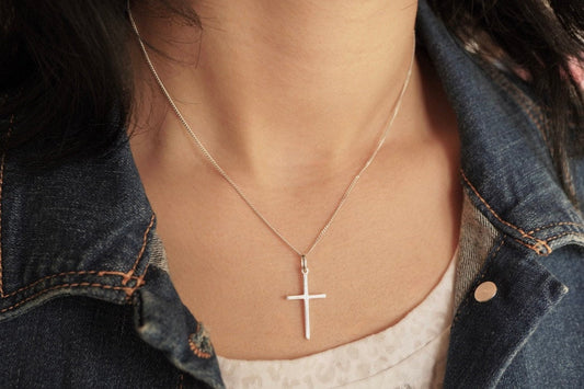 Sterling Silver Cross Necklace * Silver Cross * Gift for her * Plain Cross *