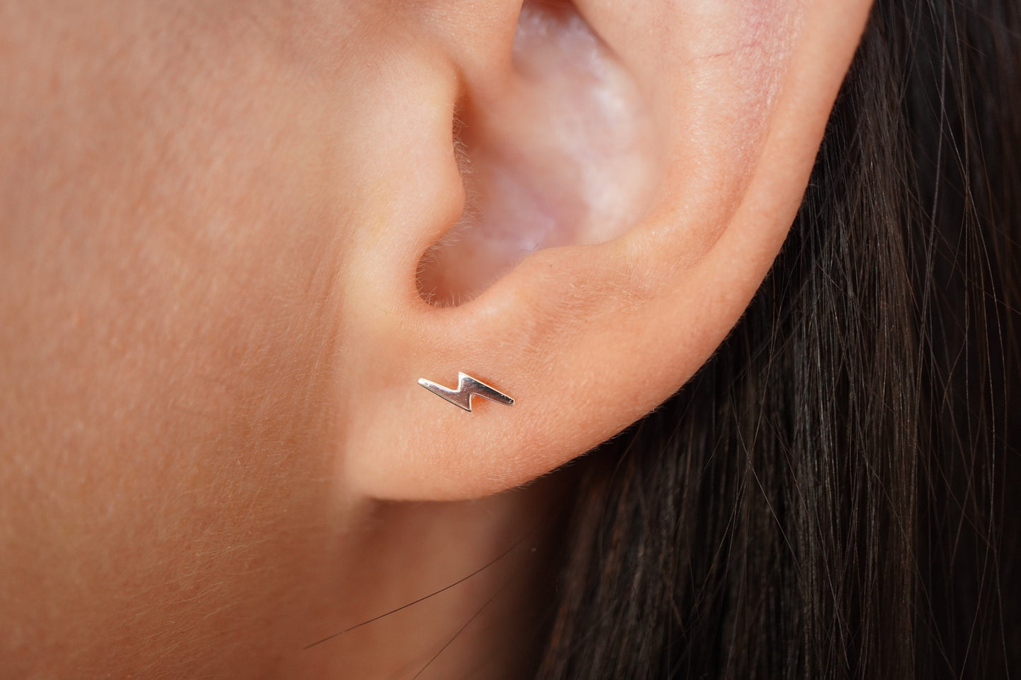 Lightning Sterling Silver Dainty Ear Stud* Feminine * Thunderbolt jewellery