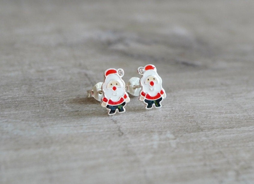 Santa Ear Studs * Sterling silver * Christmas Jewellery * Festival earrings