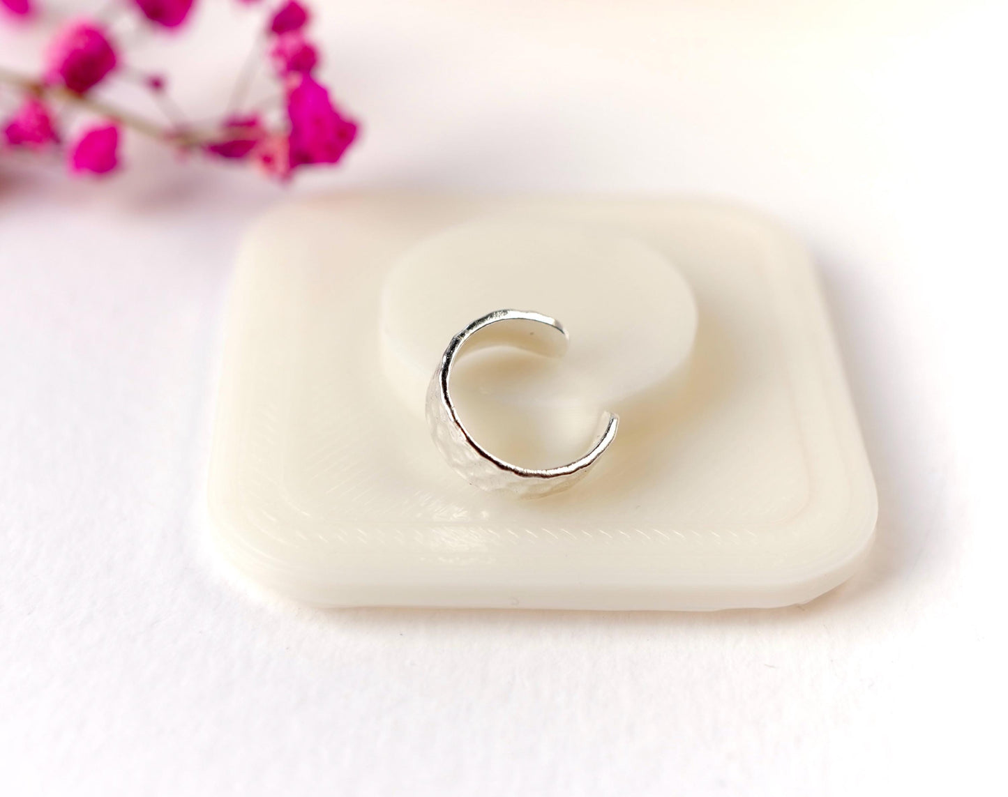 Sterling Silver Hammered Half Hoop Stud Earrings, Tribal earrings