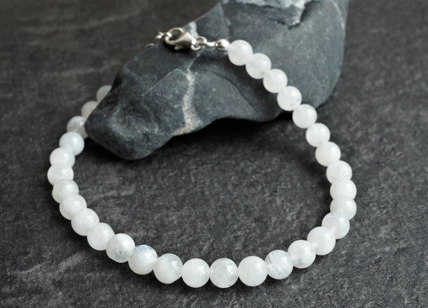 Moonstone Sterling Silver Bead Bracelet * Moonstone Jewelry * Birthstone of June * Gift for her * Feminine