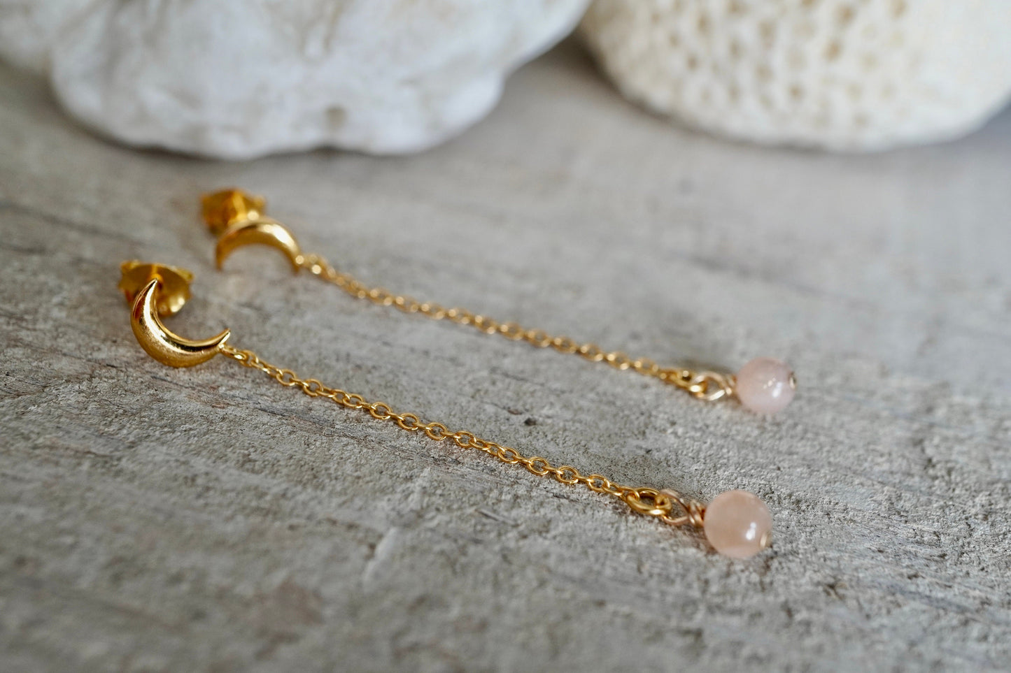 Moonstone Chain Earrings * June Birthstone Gift * Moonstone jewelry * Delicate earrings * Moon earrings