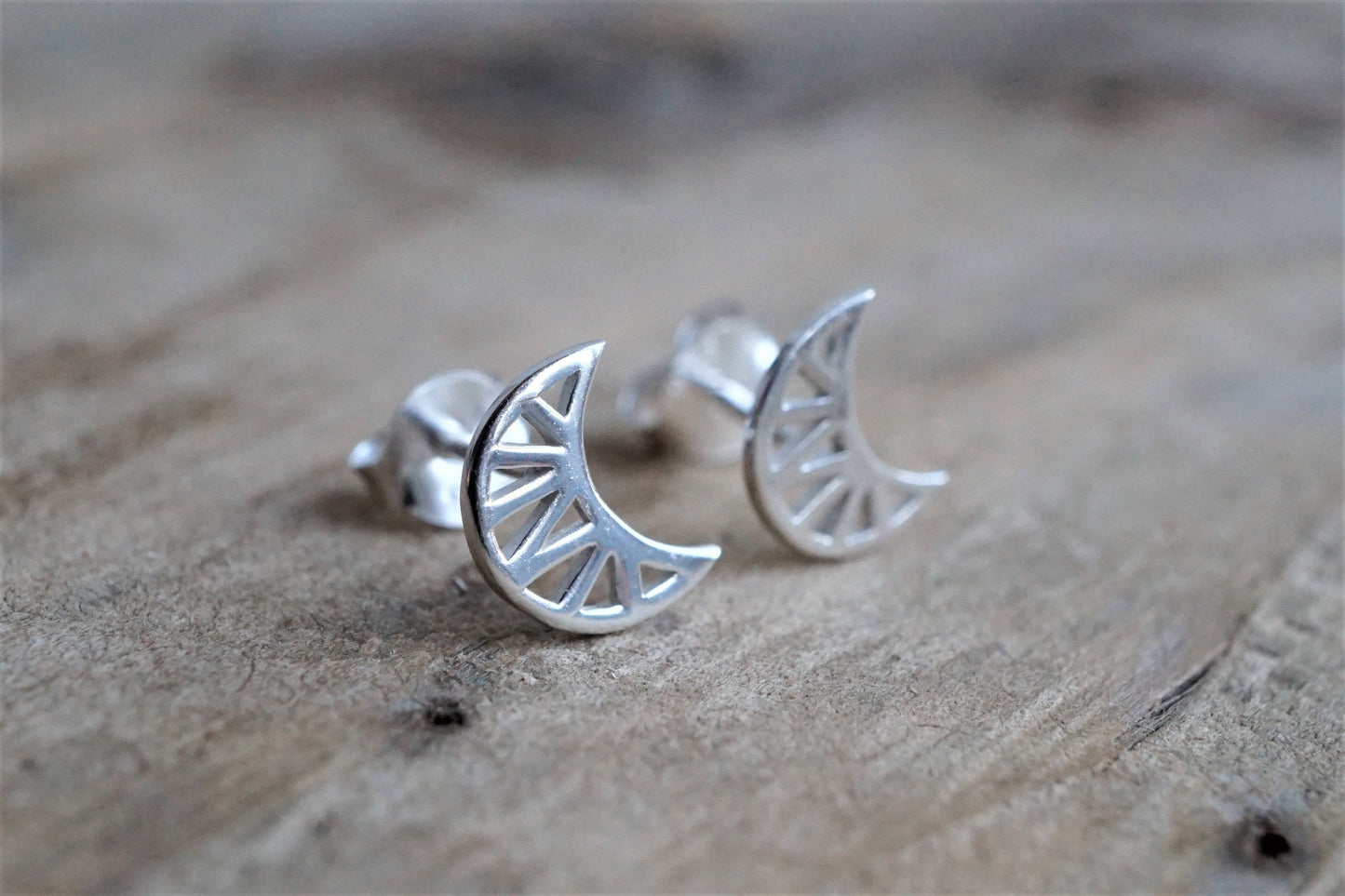 Sterling Silver Moon Stud Earrings * Crescent moon jewelry * Moon earrings