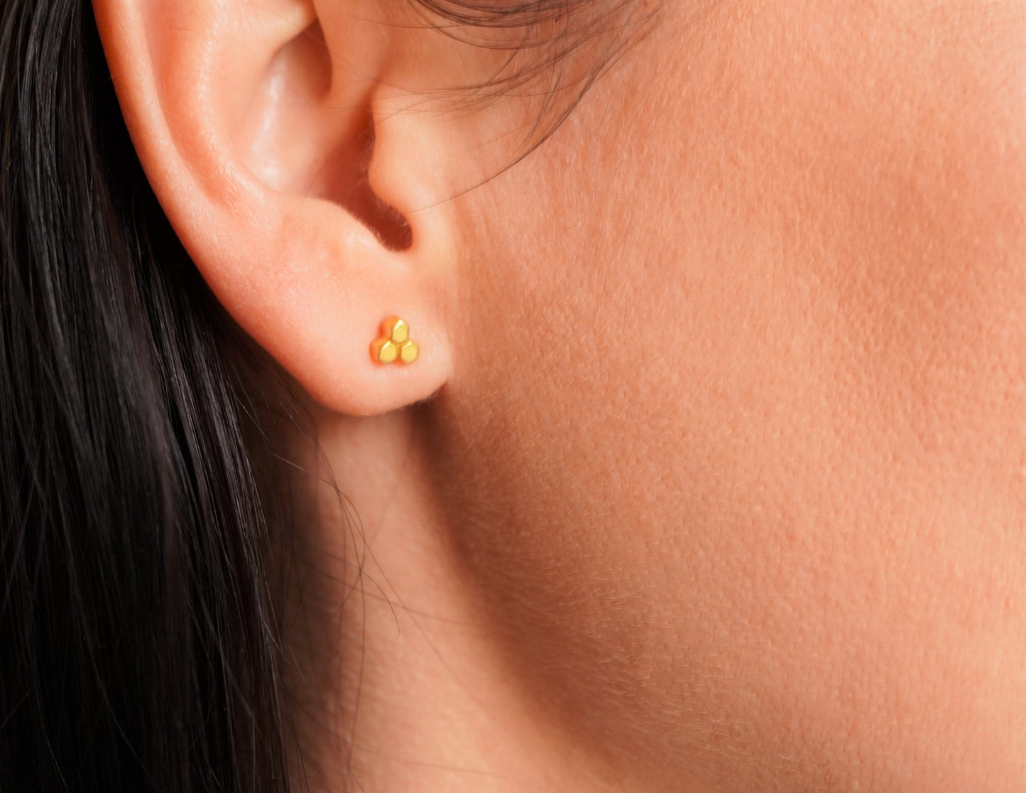 Small Honeycomb Gold Plated Sterling Silver* Bee fan* Dainty* Gift for her* Feminine*