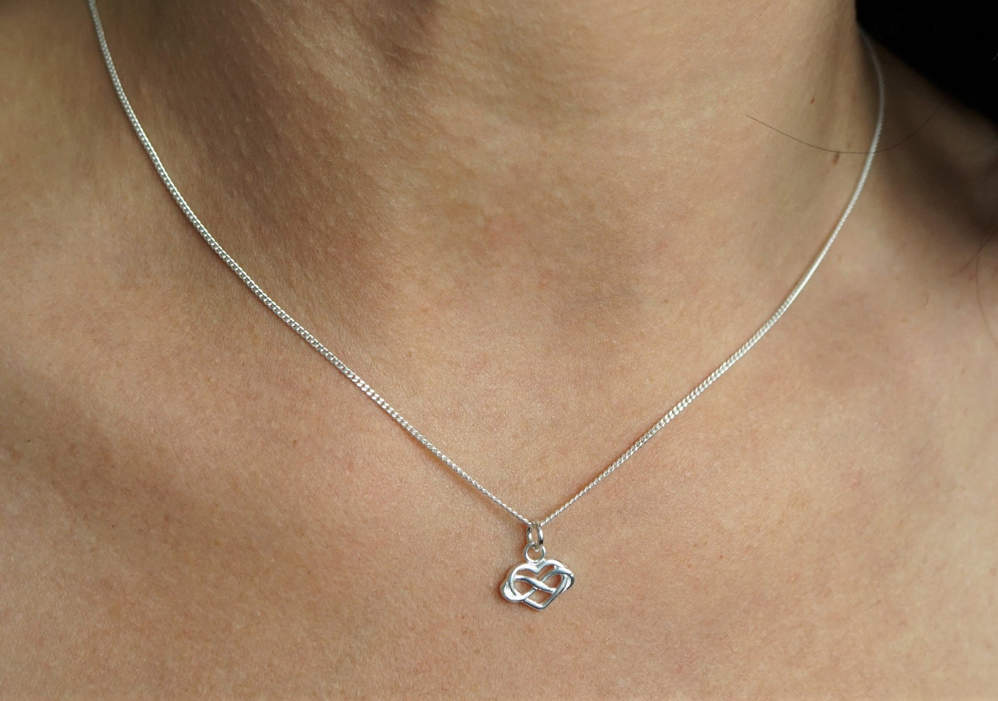 Infinity in Heart Sterling Silver Delicate Necklace* Dainty* Gift for her* Feminine* Celtic heart