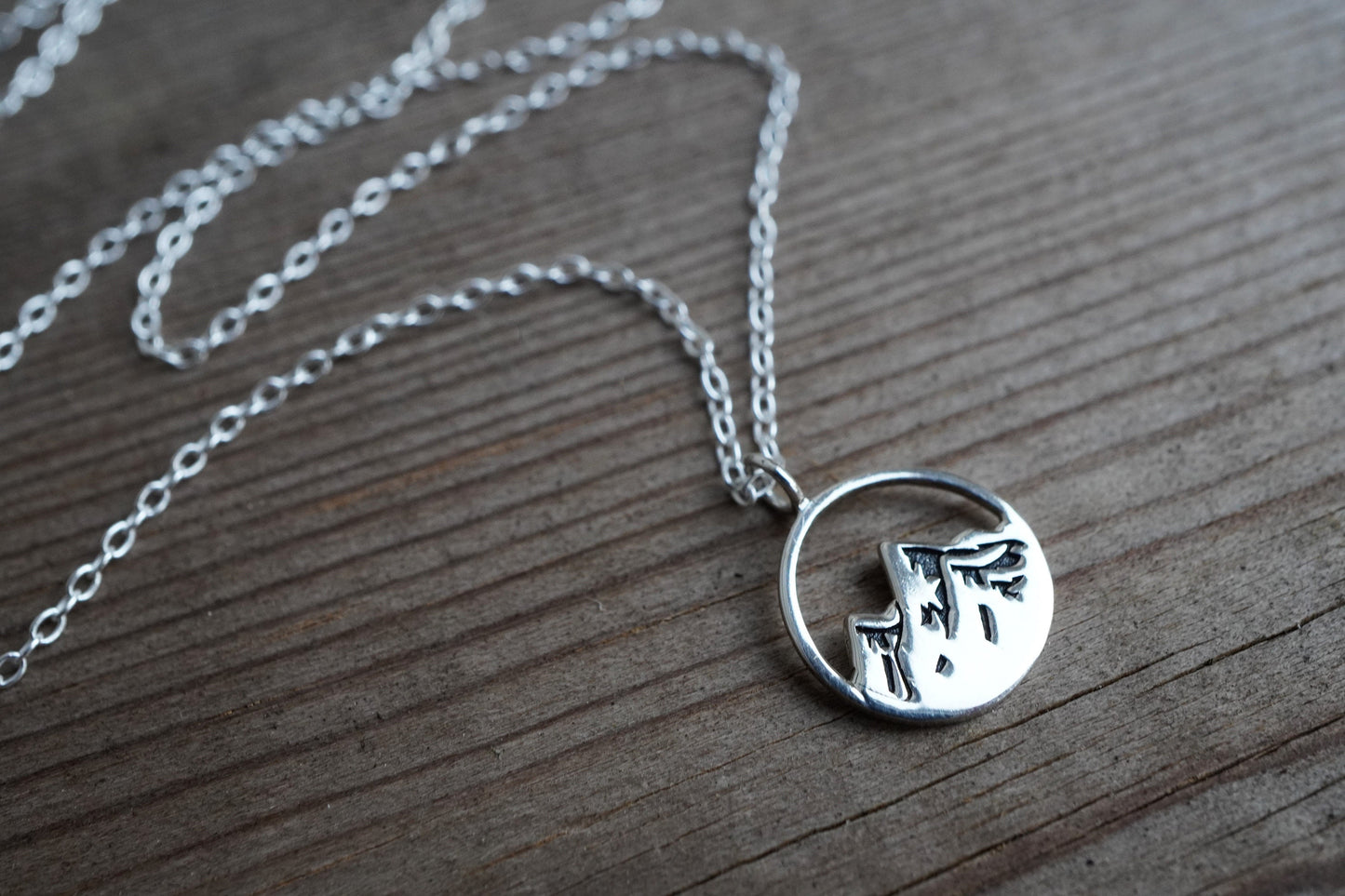 Sterling Silver Mountain Cord Necklace * Minimalist Outdoor Jewellery* Hiking, Nature fan