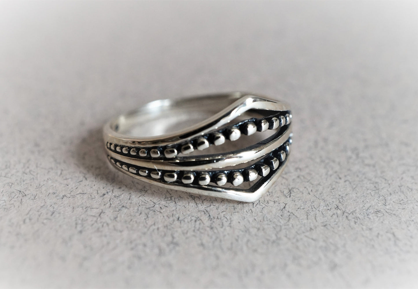 Sterling Silver Oxidised Chevron Ring Size N, P/ 7, 8  Boho, Chic ring, gift for her