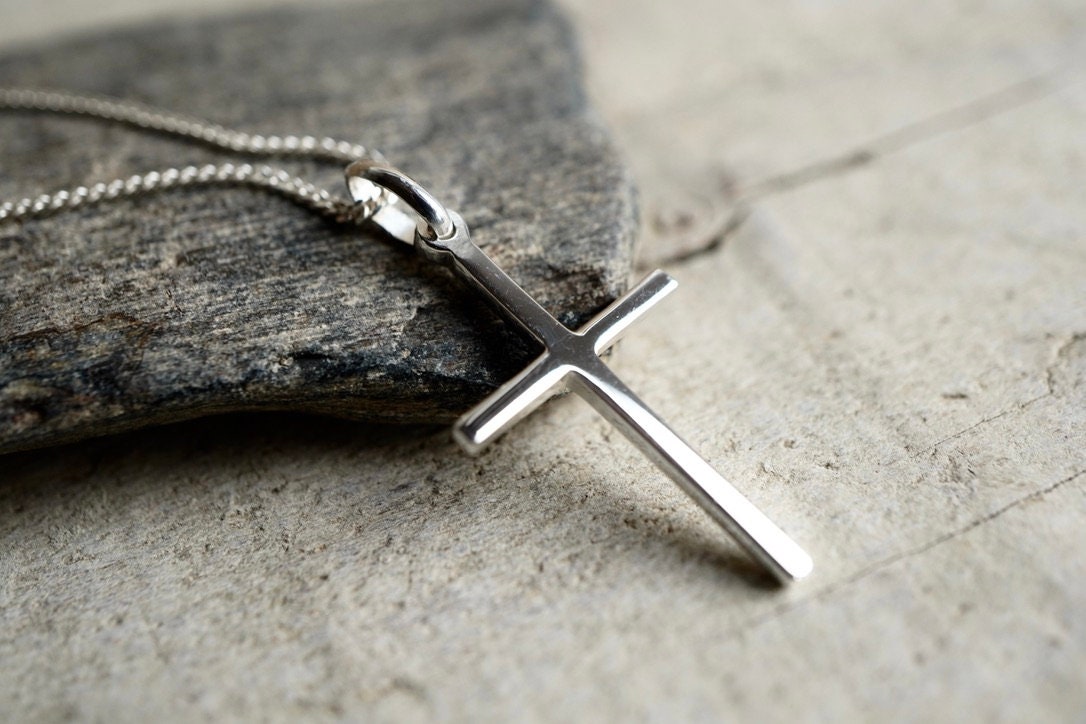 Sterling Gold Cross Necklace * Silver Cross * Gift for her * Plain Cross *