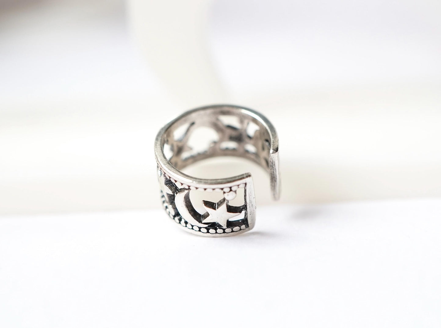 Moon and Star Ear Cuff * Sterling Silver * No hole Earrings