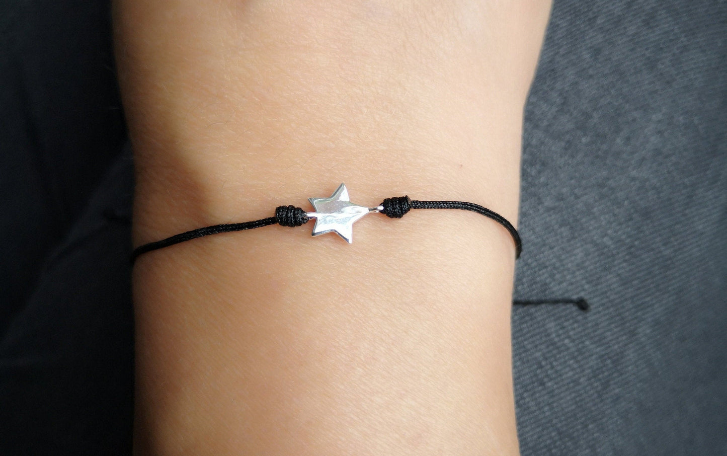 Star Sterling Silver Dainty Cord Bracelet* Feminine* Layered Bracelet* Gift for her
