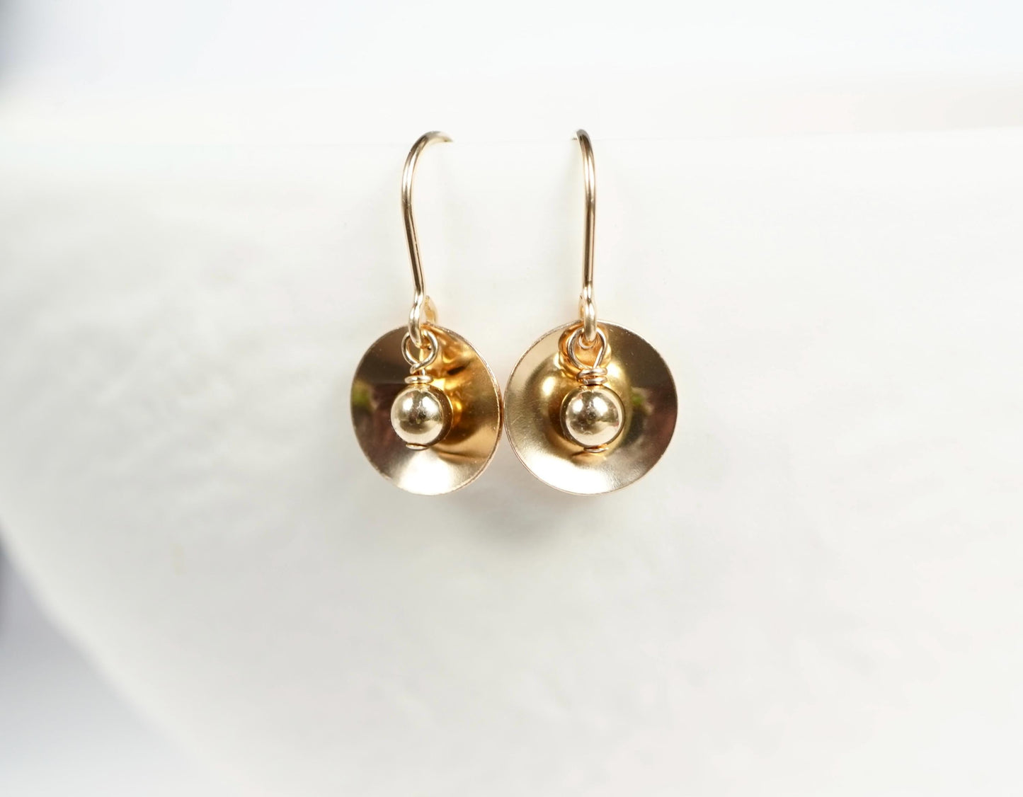 Small Concave Circle Gold Disc Earrings * Minimalist earrings * Feminine * Delicate earrings