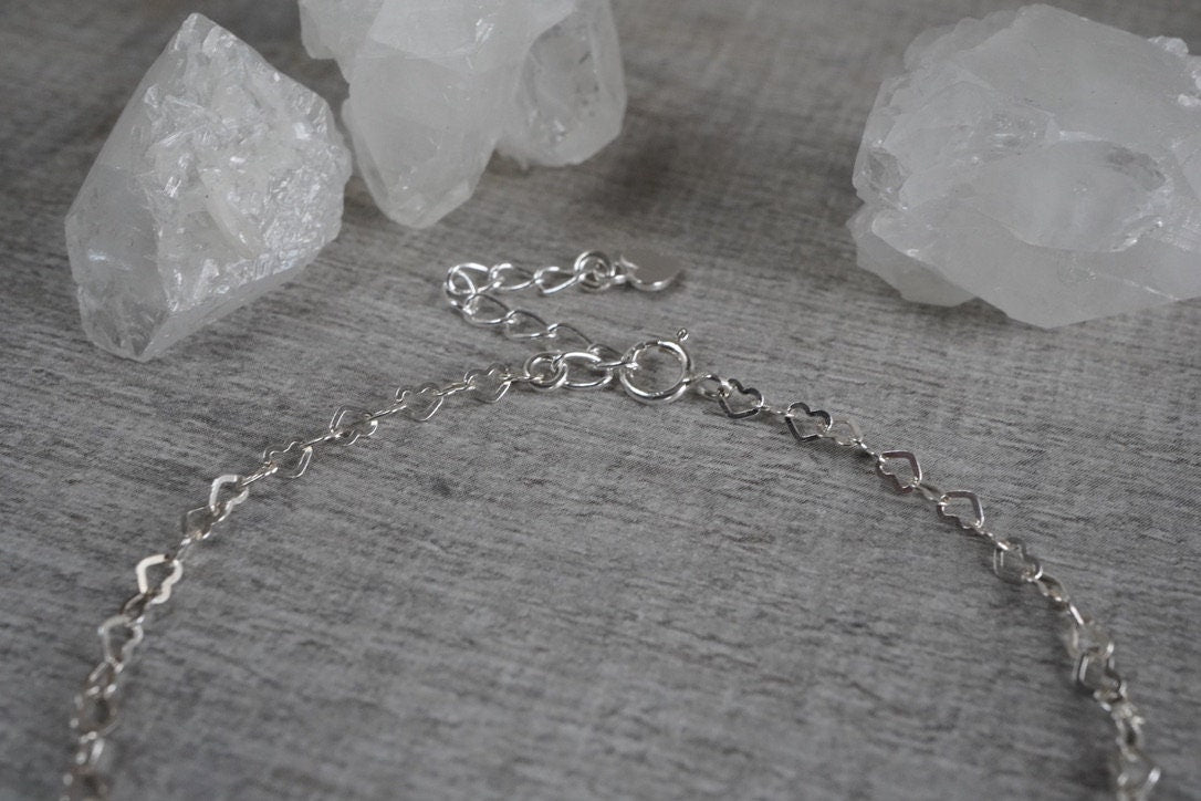 Small Heart Link Bracelet Sterling Silver *Feminine *Dainty necklace *Heart gift for her