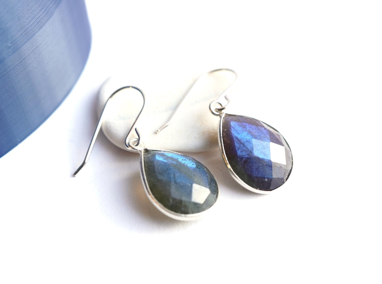 Labradorite Sterling Silver Drop Earrings * Simple earrings * Lightweight earrings