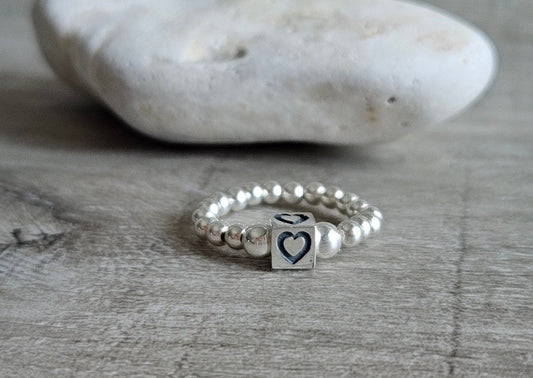 Sterling Silver Initial Cube Ring*  Initial Ring * Letter ring