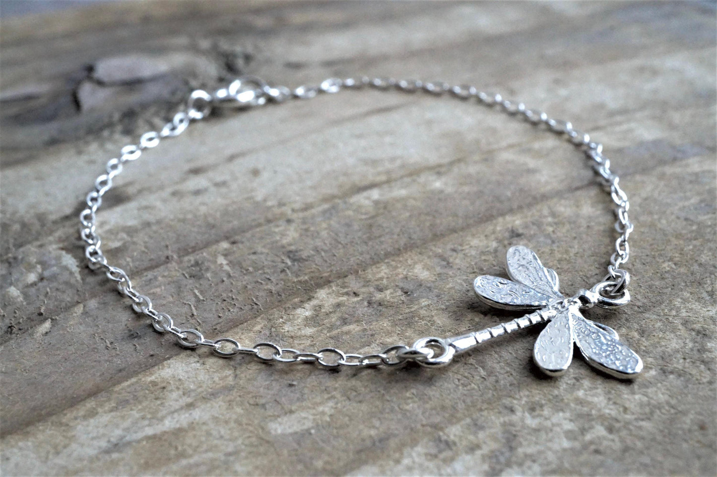 Dragonfly  Sterling Silver Dainty Bracelet * *Good luck * Freedom jewelry * Gift for her