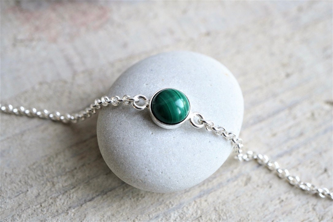 Malachite Sterling Silver Bracelet * Gift for her * Malachite jewellery