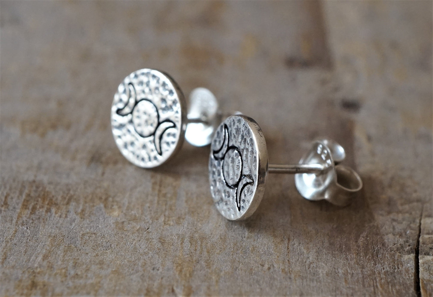 Triple Moon Ear Stud Sterling silver* Wiccan * Gift for her