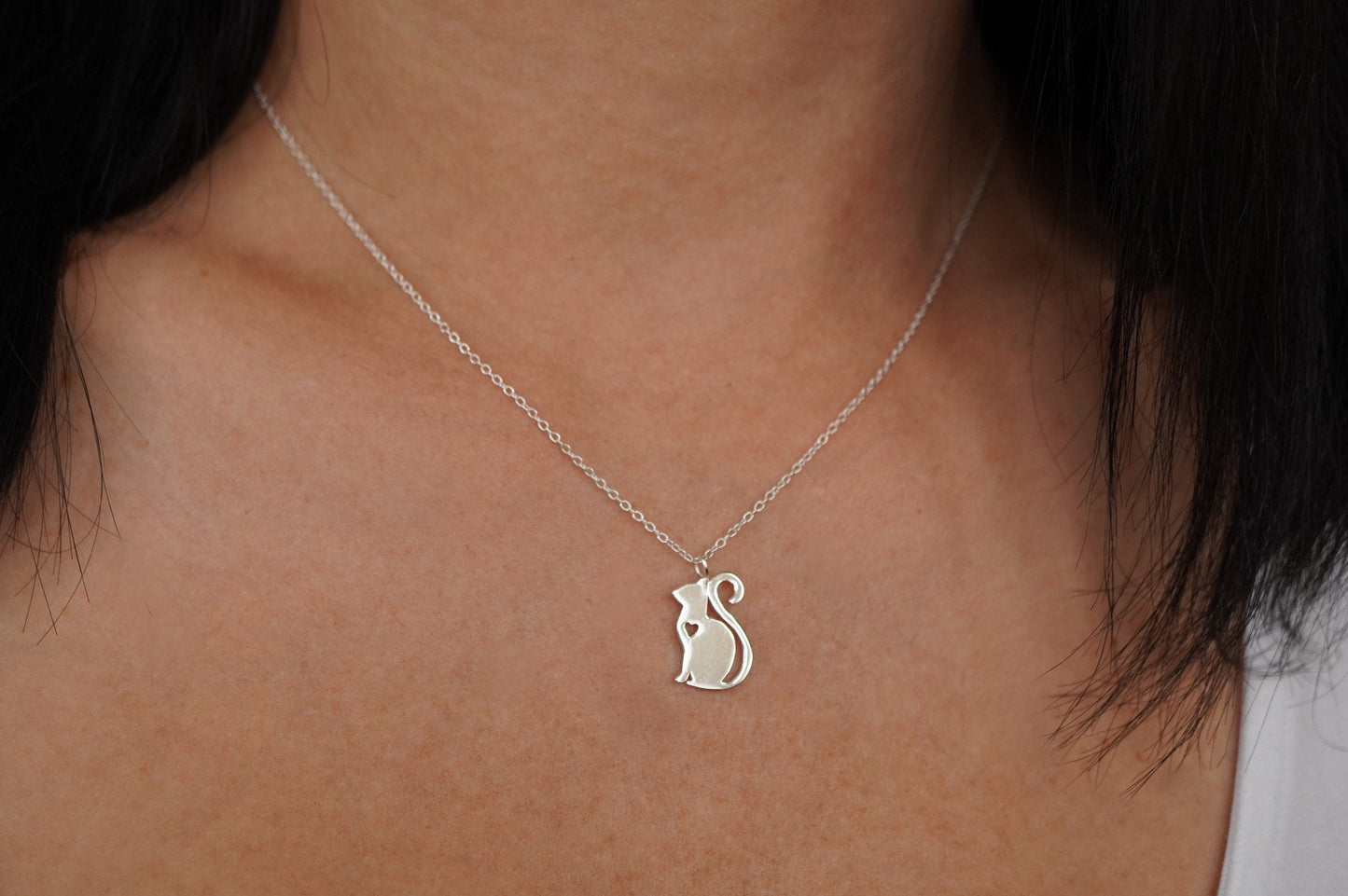 Cat Sterling Silver Necklace * Cat Fan * Gift for her
