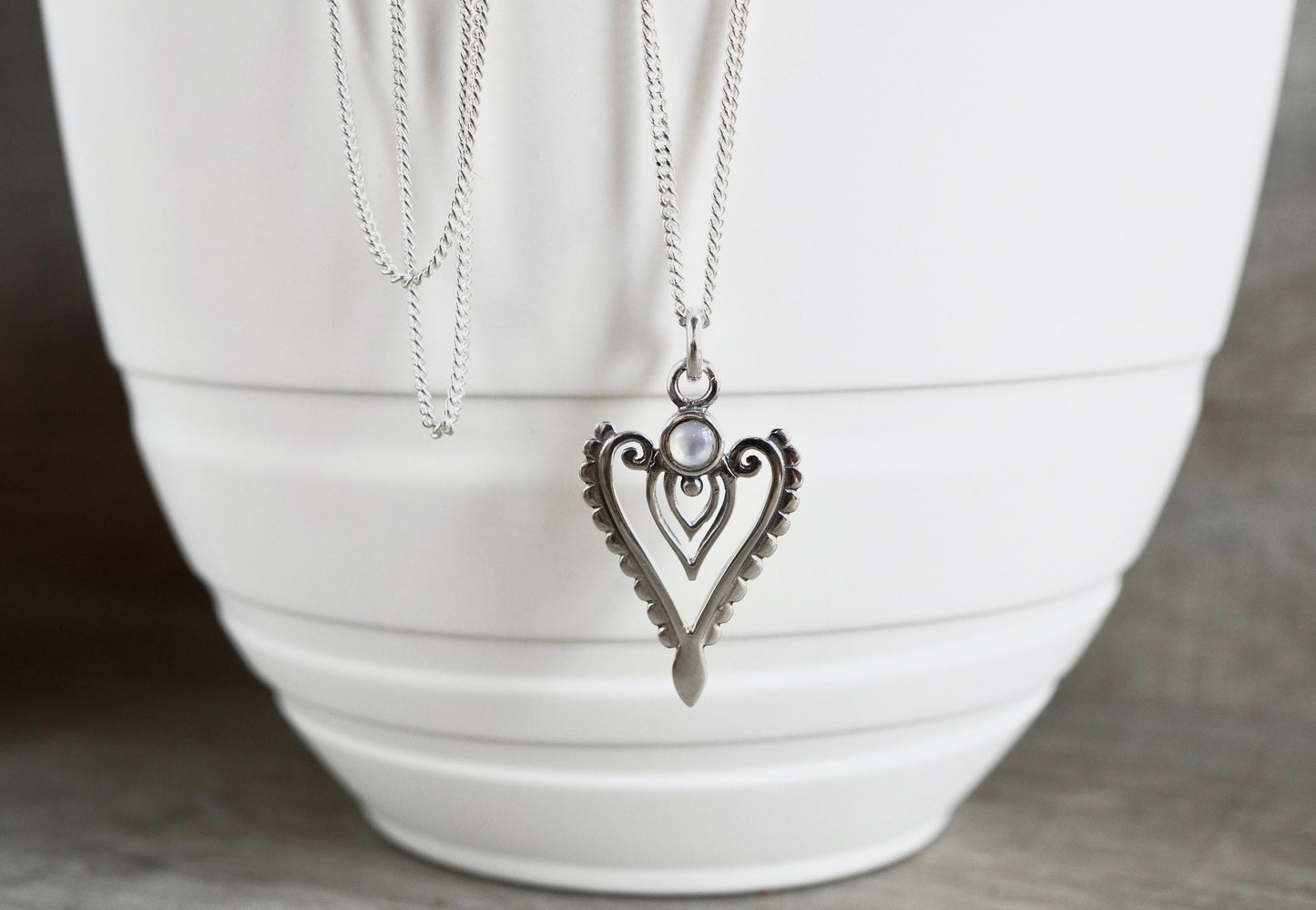 Beautiful Small Filigree Pendant Necklace *Sterling silver * Dainty * Gift for her* Feminine*