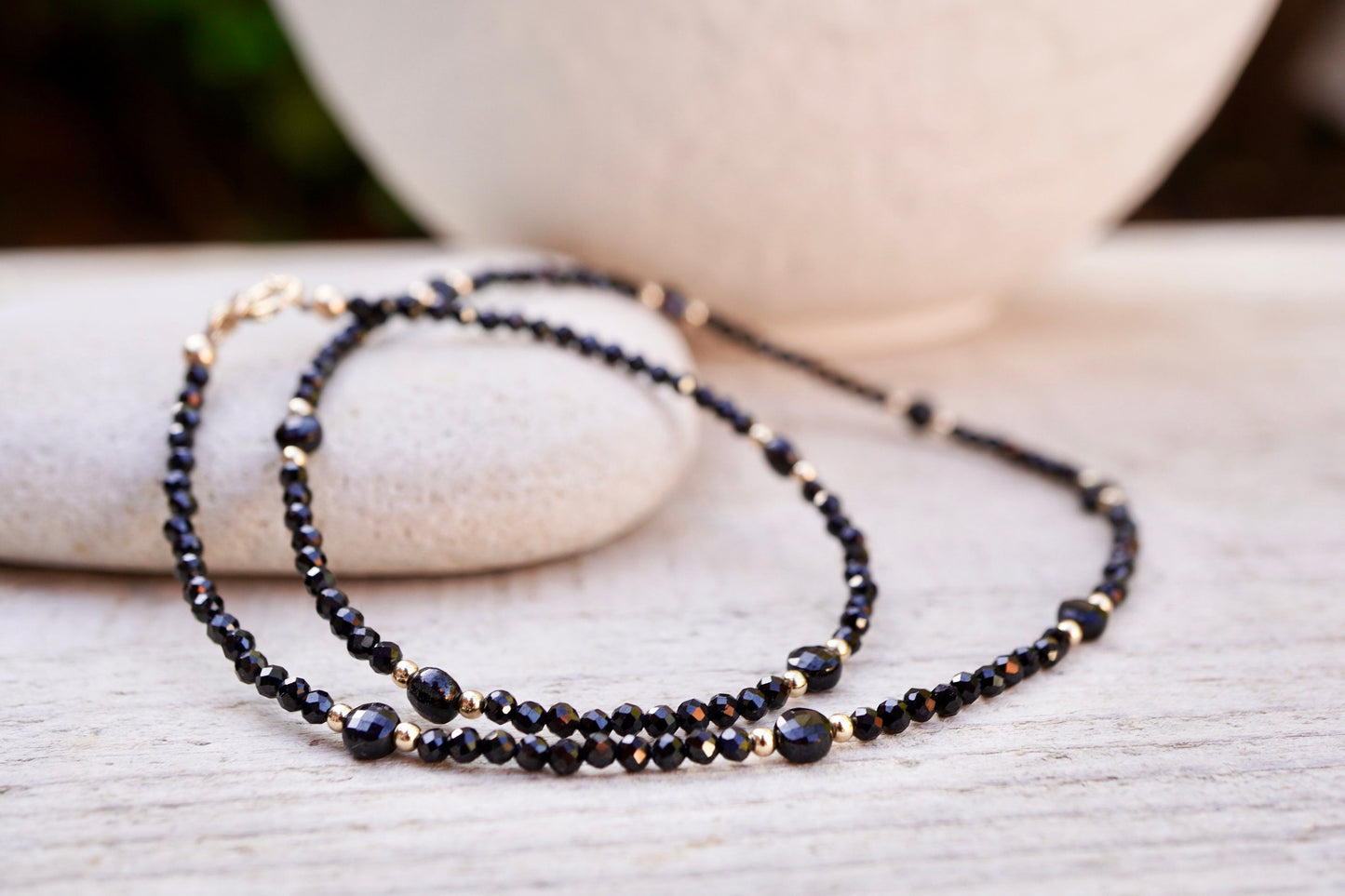 Black Sparkling Spinel Necklace * Choker * Dainty * Shiny Jewelry * Feminine * Gift for her