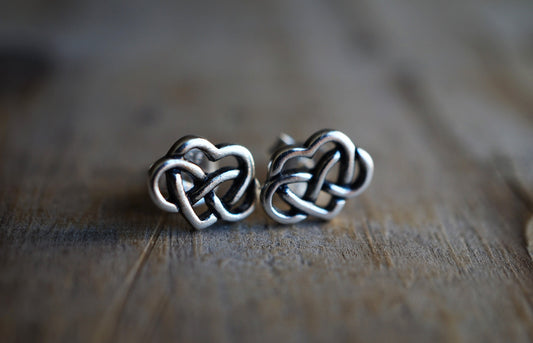 Sterling Silver Infinity Heart Earrings * Stud earrings * Mother earrings * Heart Love jewelry