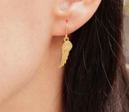 Cute Small Angel Wing Earrings * Dainty earrings * Gift for her *