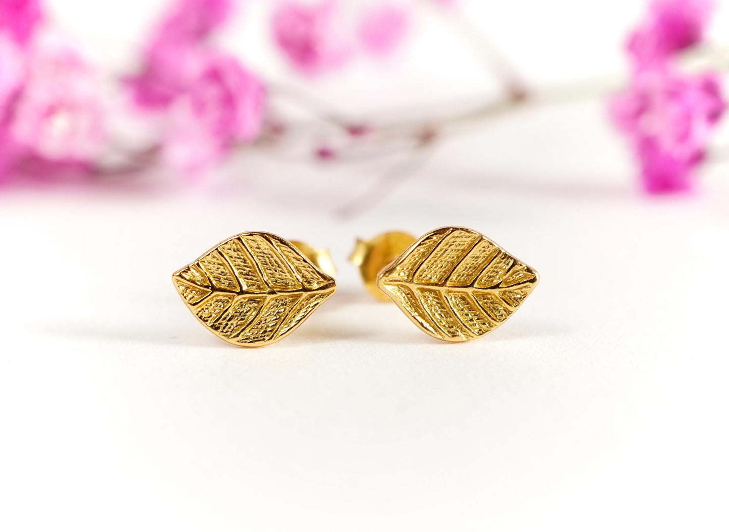 Gold Sterling Silver  Leaf Stud* Dainty* Gift for her* Feminine*