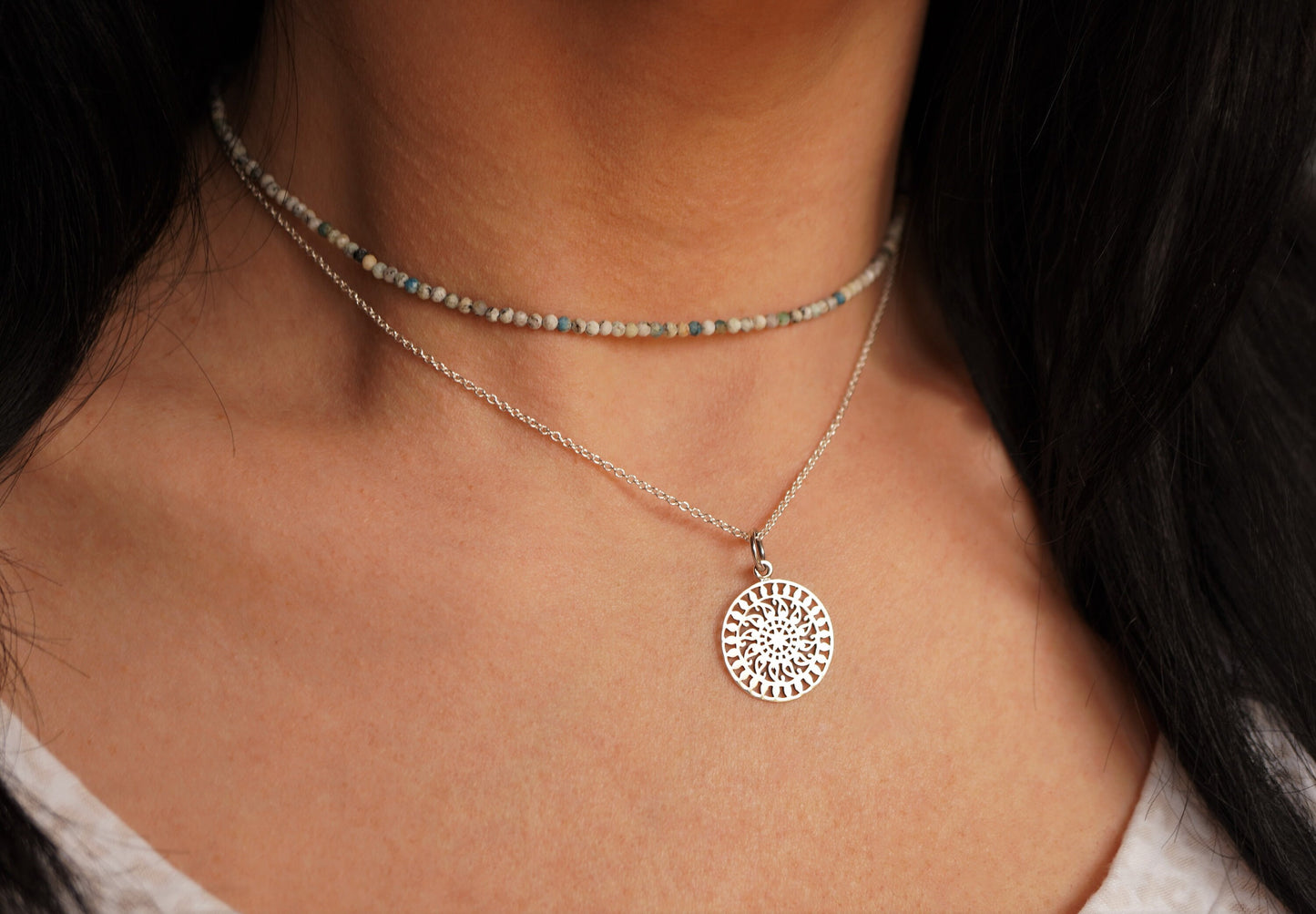Mandala Sterling Silver Necklace *Boho necklace