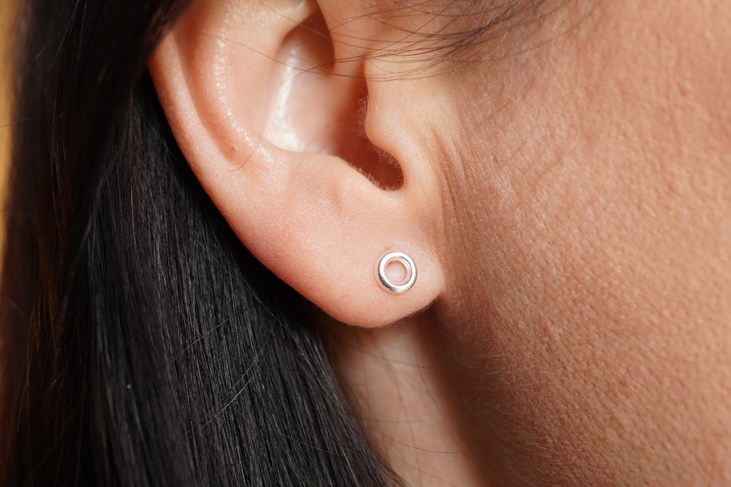 Small Circle Stud Sterling silver * Gift for her * Silver stud * Hollow circle stud