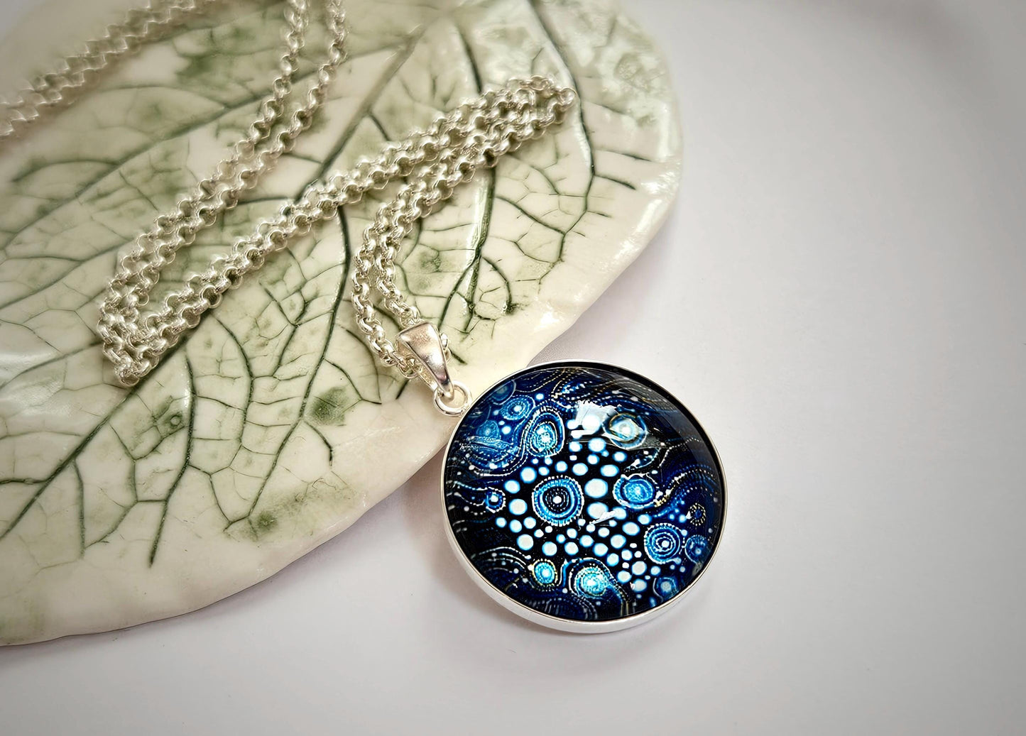 Blue Pendant Sterling Silver Necklace * Gift for her* Pendant necklace