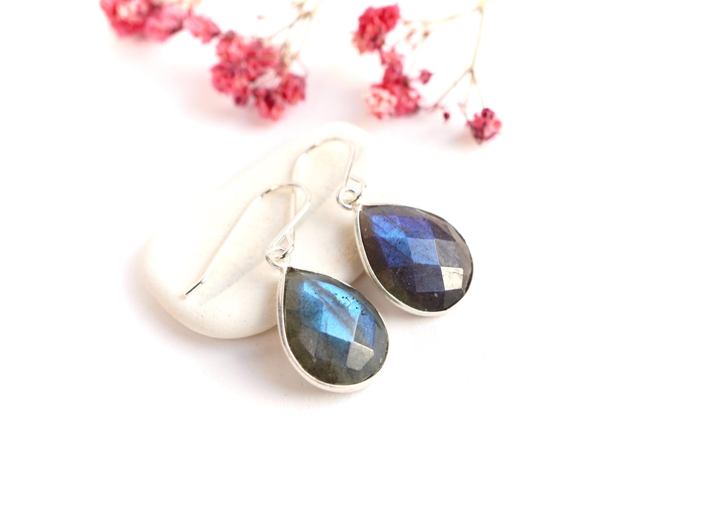 Labradorite Sterling Silver Drop Earrings * Simple earrings * Lightweight earrings