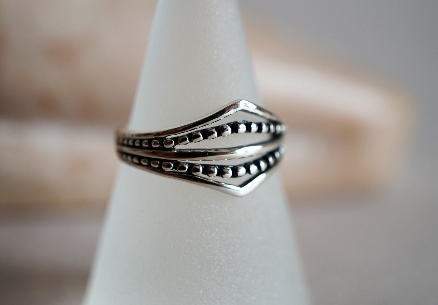 Sterling Silver Oxidised Chevron Ring Size N, P/ 7, 8  Boho, Chic ring, gift for her