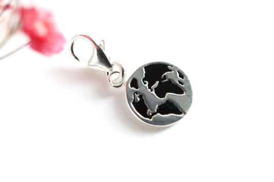 Sterling Silver Earth Clip on Charm, Earth charm, Traveller charm