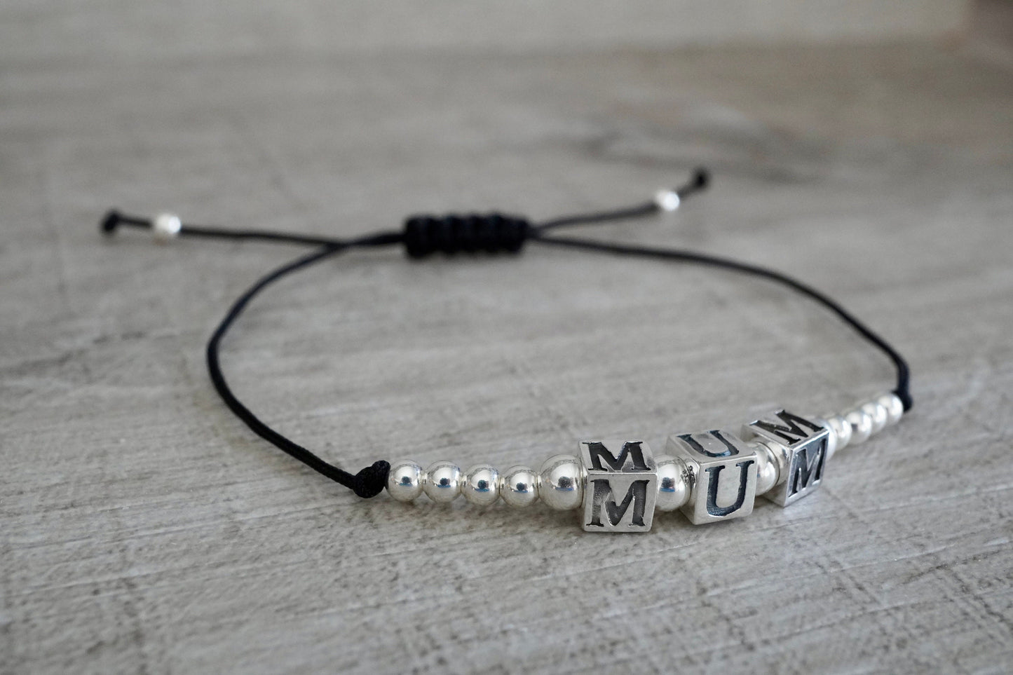 Mum Sterling Silver Cord Bracelet * Mum gift * Gift for her