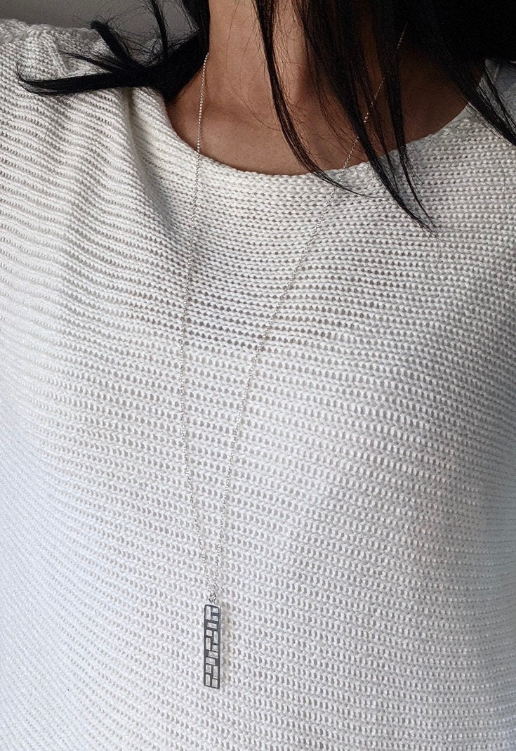 Sterling Silver Geometric Earrings * Geometric Long Necklace * Gift for her