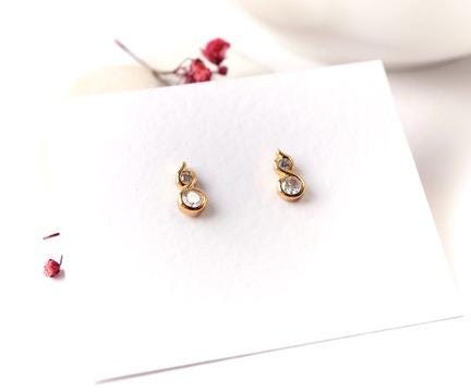 Gold Stud Sterling Silver Earrings * Feminine jewelry * Gift for her