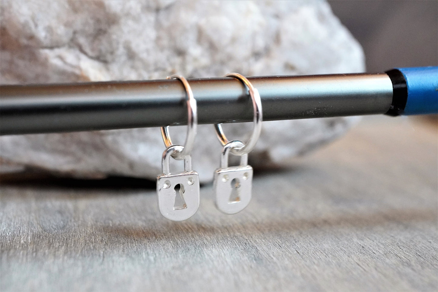Sterling Silver Padlock Hoop earrings * Boho earrings * Hoop jewellery