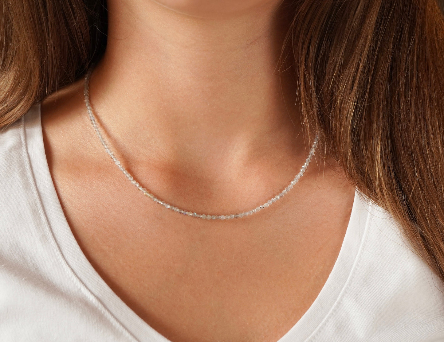 Dainty Labradorite Faceted Necklace * Stone Jewellery * Gift for her * Feminine *