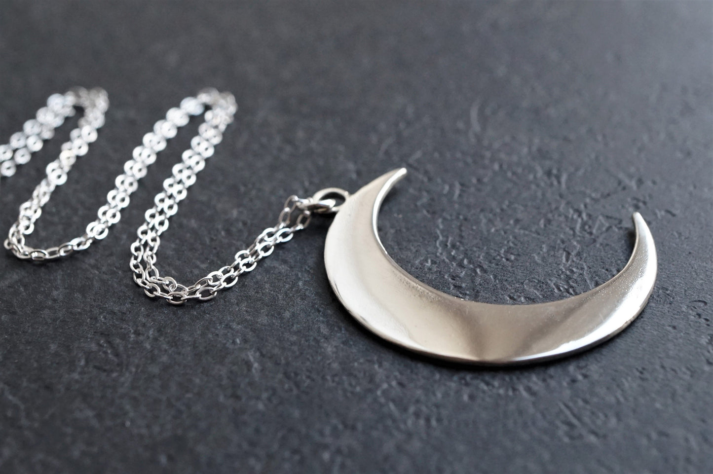 Big Crescent Moon Sterling Silver Long Necklace * Moon jewelry * Moon Necklace * Wiccan
