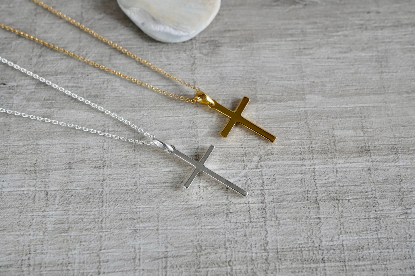 Sterling Gold Cross Necklace * Silver Cross * Gift for her * Plain Cross *