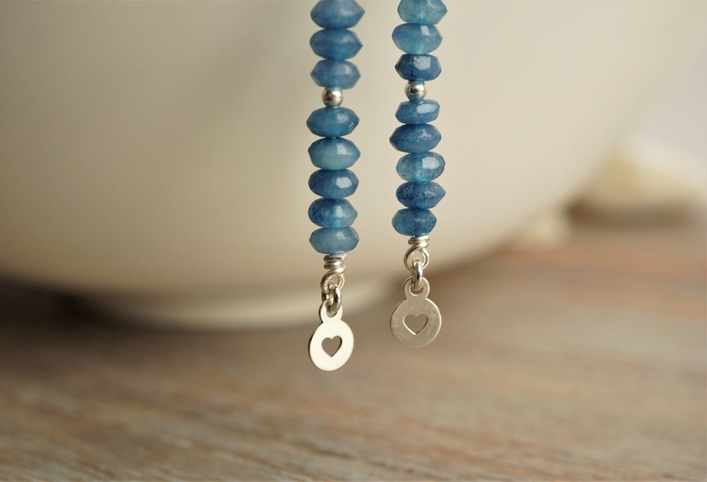 Blue Jade Sterling Silver Earrings * Gift for her * Feminine * Dangle earrings * Blue earrings