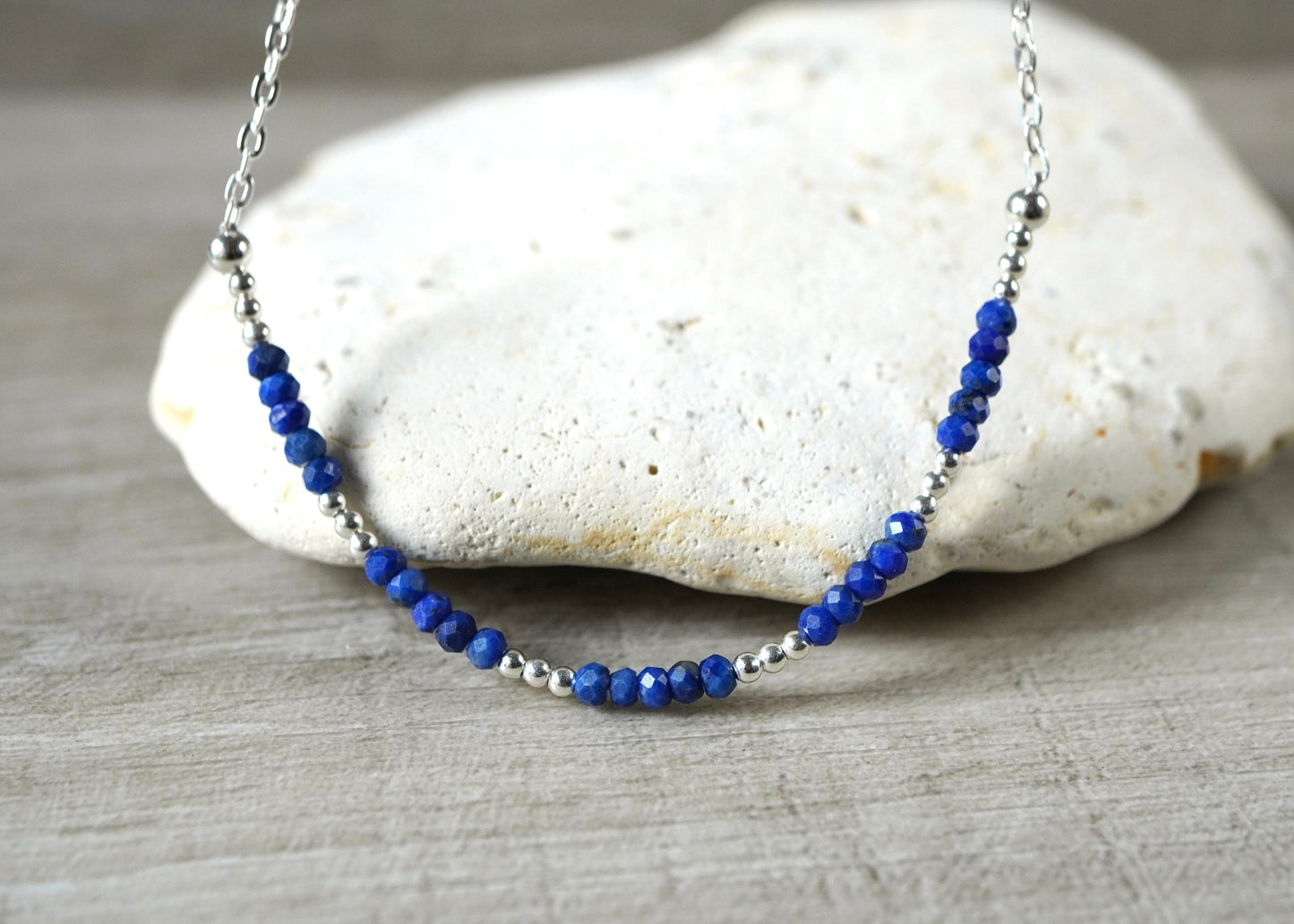 Lapis Lazuli Sterling Silver Necklace * September Birthstone * Gift for her *  Feminine