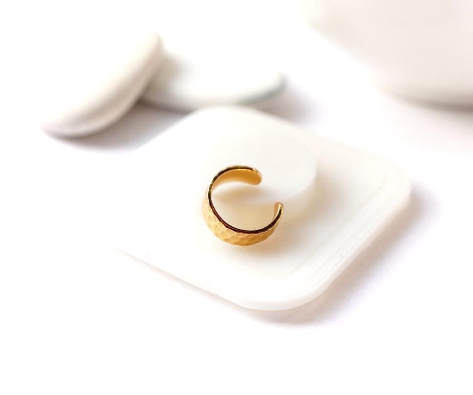 Gold Ear Cuff * Sterling Silver Gold Hammered Cuff * No hole Earrings