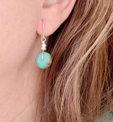 Turquoise Earrings with Sterling Silver * December Birthstone * Turquoise Jewelry* Talisman stone