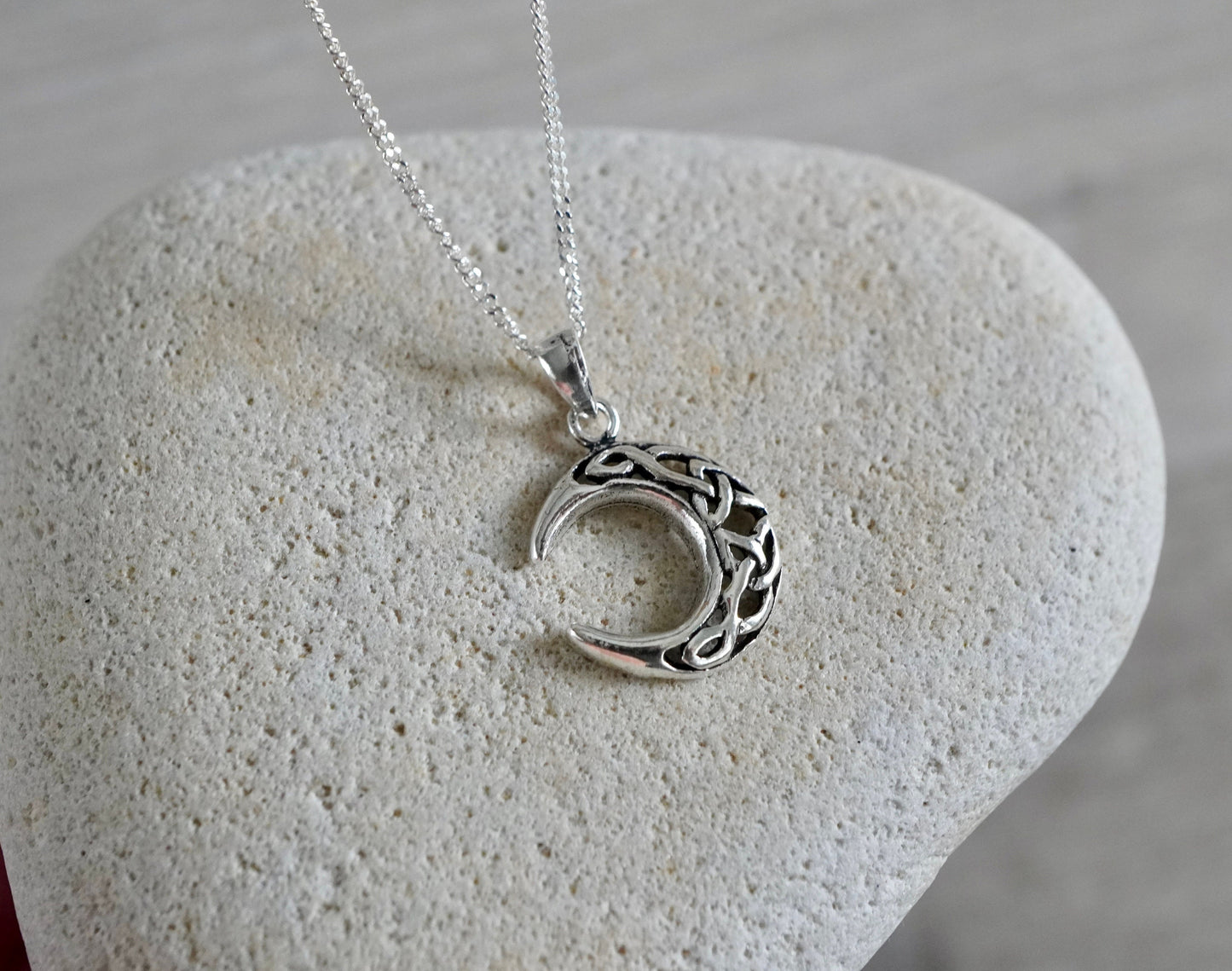 Small Celtic Moon Delicate Necklace * Moon * Gift for her * Boho necklace * Sterling silver