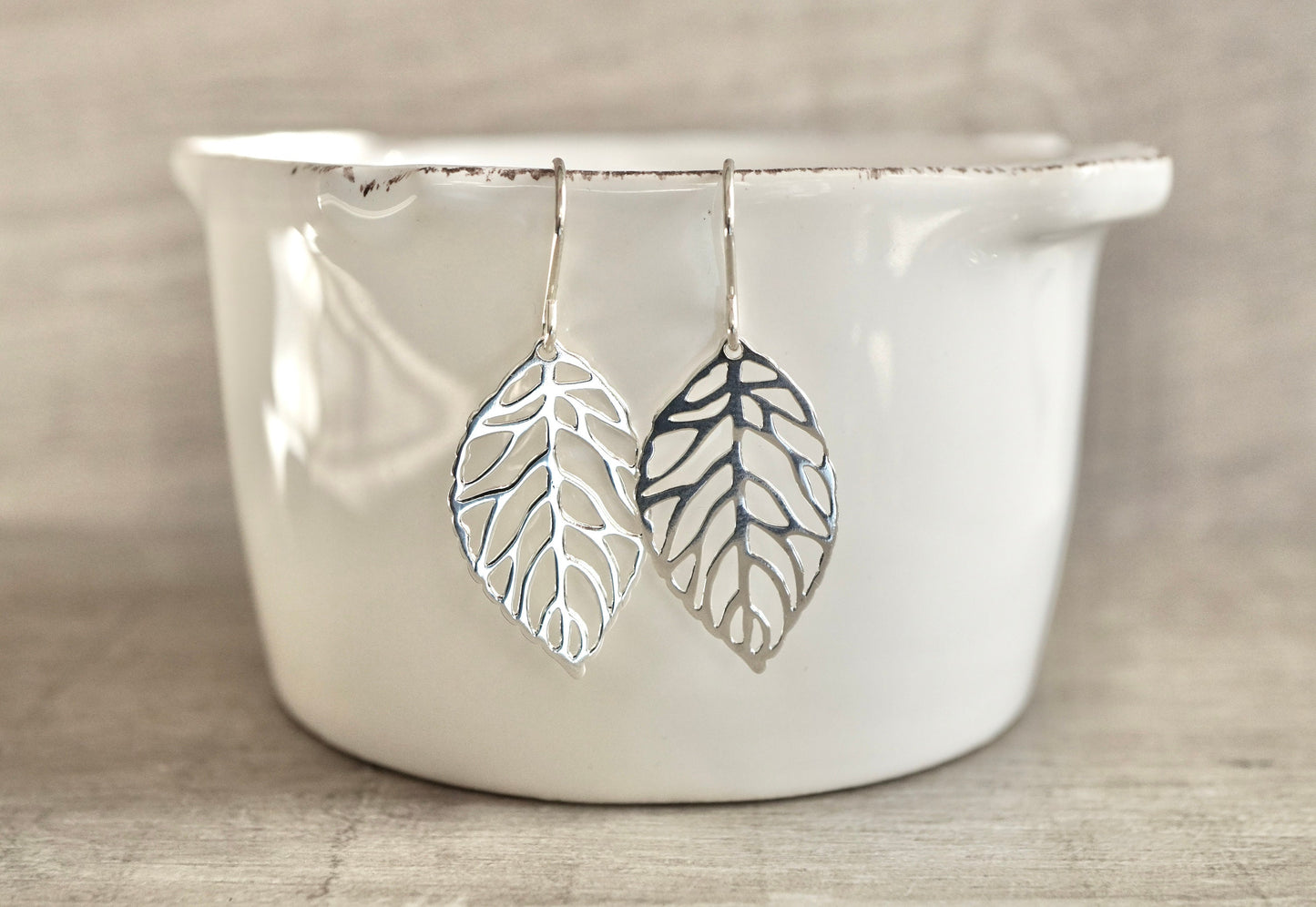 Leaf Earrings Sterling Silver, Leaf jewellery