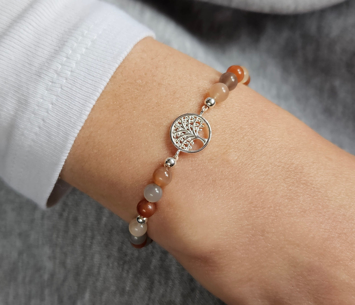 Moonstone Sterling Silver Tree of Life Bracelet * Moonstone Jewelry * Birthstone of June * Gift for her *