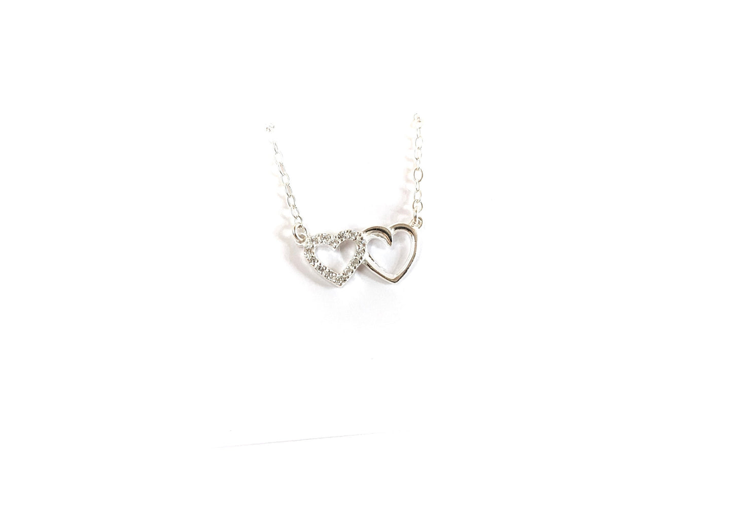 Double Heart Necklace * Sterling silver * Gift for her*